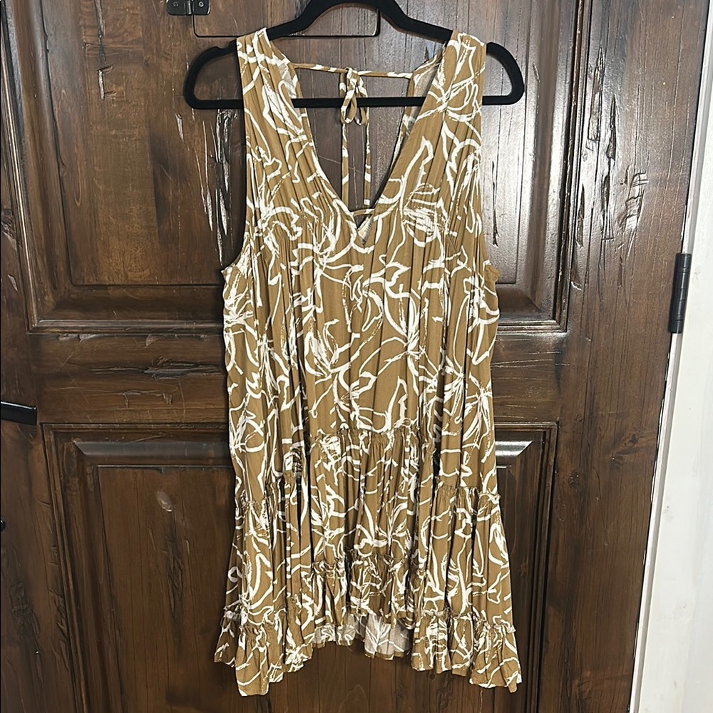 Floral Tan Mini Dress